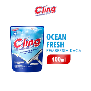 Cling Pembersih Kaca Biru Ocean Fresh Refill Pouch 400ml