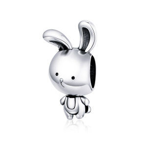 BAMOER 925 Sterling Silver Rabbit Animal Metal Charm for Original Silver Snake Bracelet & Bangle Fine Jewelry Making SCC1517