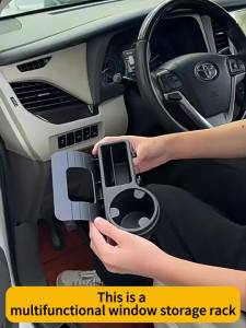 Kwaks Car Window Multifunctional Storage Organizer - Car Door Cup Holder Cell Phone Storage Water Cup Holder for Storing Small Items Such as Earphones Keys Bottles