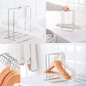 Hanger Organizer Stacker Clothes Hanger Holder Sturdy Steel Hanger Storage Rack for Adult and Child Hangers Organizer Caddy for Tidier Laundry Room Closet