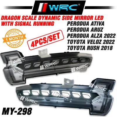 DTK Perodua Ativa Alza Aruz / Toyota Raize Veloz Rush Dragon Scale Dynamic Side Mirror Led With Signal Running