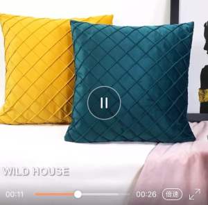 18✖️18inch Solid velvet soft diamond case pillowcase luxurious simple modern velvet living room sofa pillowcase