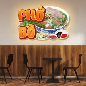 (ẢNH THẬT) Tranh treo tường đèn led phở bò trang trí decor quán ăn nhà hàng kèm đinh