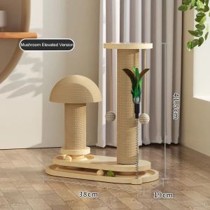 FFBH Solid Wood Cat Scratch BoardCat Turntable Scratch Pillar Board Sisal Wear-resistant Self Pleasure Relieve Vertical Cat Toy P7Q2M