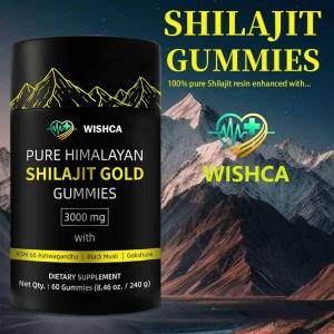 WISHCA Authentic Himalayan Shilajit Gummies Pure & Potent Daily Health Supplement with Ashwagandha Black Musli and Gokshura