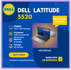 REFURBISED DELL LATITUDE 5520 (TOUCH)-I5-1145G7-16GB-512GB SSD -WINDOWS 10 PRO FREE BAG NAD MOUSE -A GRADE