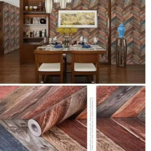 Wallpaper Dinding Kayu Warna Warni Ukuran 45CM X 8METER