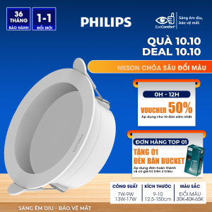 Đèn LED PHILIPS âm trần chóa sâu Meson 7W 9W 13W 17W- đổi màu ánh sáng- Góc chiếu: 90°- Bảo vệ mắt