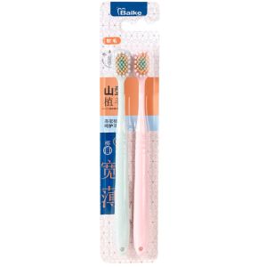 แปรงสีฟันสไตส์ญี่ปุ่น ขนแปรงนุ่ม หัวแปรงกว้างสามารถทำความสะอาดได้ทั่วถึง แพ็คละ 2 ชิ้น