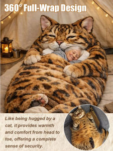 Plush Adult Sleeping Bag Cat Design Warm Comfortable Soft Fluffy Extra Large Home Indoor Use Cozy Sleeping Bag