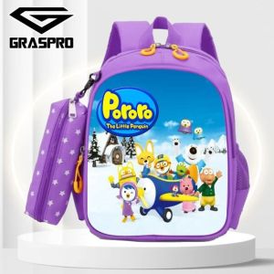 TAS ANAK SEKOLAH PENGAJIAN PAUD TK SD LAKI-LAKI PEREMPUAN KARAKTER MOTIF PORORO TERBARU 2023 TAS PUNGUNG FULL PRINTING GRASPRO COLLECTION