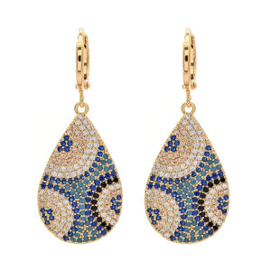 SEQUITO Exquisite Women Golden Jewelry Pave Tiny Colorful AAAAA CZ Zirconia Temperament Banquet Long Waterdrop Pendant Drop Earrings SE944