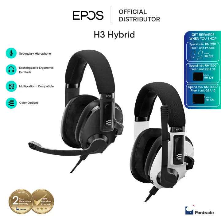 EPOS H3 Hybrid Wired Digital Gaming Headset For Mobile Phone, PC / Soft Phone, PS4, Xbox One, Nintendo Switch, Mac OSX, PS5, Xbox Series X