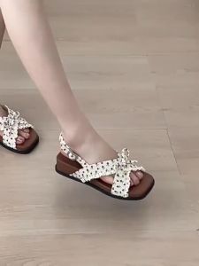 [Free Shipping] Thick-soled height-increasing sweet bow strap sandals for women 2026 summer fashion versatile breathable sandals