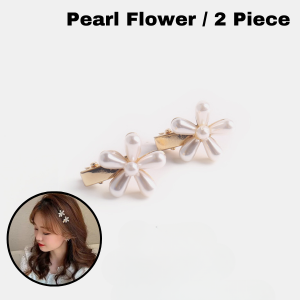 AIDA 2pc Elegant Pearl Daisy Pearl Flower Retro Duckbill Hair Pin Clip Mini Jaw Bang Kid Bridal Crown 新娘少女可爱珍珠雏菊五花瓣山茶花小抓夹
