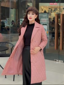 [Voucher 15% MOV 199K cap 100K Áo khoác phao nữ dáng dài HeraDG thiết kế trần bông 3 lớp kèm đai lớp khuy bấm 2 hàng WJKBE2053