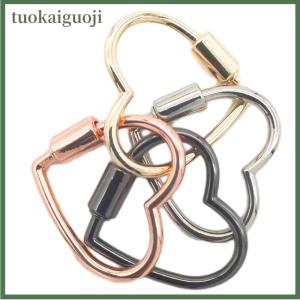 tuokaiguoji 2 cái đơn giản kim loại hình Trái Tim Mở Keychain Túi xách dây đeo chó chuỗi khóa túi dây buộc clip móc phụ kiện tự làm
