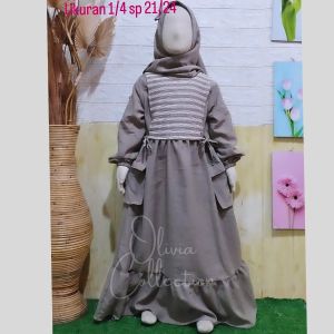 ✔️✔️ Baju Gamis anak perempuan bahan ledy crush mix knit caramel usia 3 - 11 tahun gamis anak tangung free hijab - COD