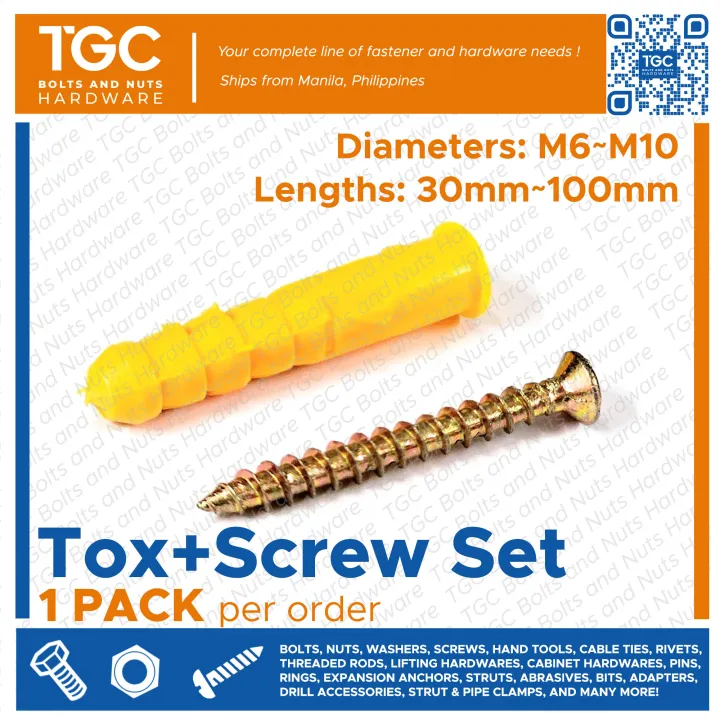 Tox Screw In Screws 20PCS Tox With Stainless Screw 10 X 1-1/2 Inch For Wall Plug Anchor TGC  Plastic Screw Anchor Slim Silicone Screwdriver Compatible Expandable Wall  Fastening System Lazada Lazada Philippines main image 1