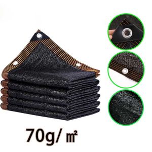 Black Dense Outdoor Shade Net Reinforced Holes Every Meter 6 Lane Wrapping Thickened Corners Strong Tensile Strength for Garden Vegetable Plot