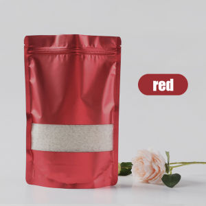 100PCS Window Stand Up Pouch with Zip Lock Packaging Food seal pocket Colored aluminized  Plastic Sealing Bag Ziplock Pouch Resealable Clear Front Resealable Plastic  ziplock bag  sealed bag doggie bag coffee bag