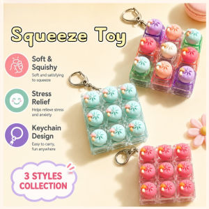 Steamed Bun Keyboard Fidget Toy ASMR Click Stress Relief Keychain Silicone Buttons LED Option