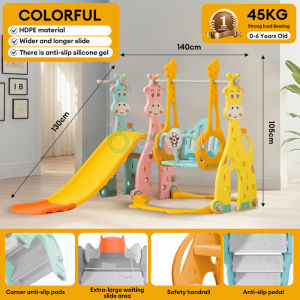 3-in-1 Kids Slide Playground Set Gift for New Year for Kids Slide Swing & Basketball Hoop Indoor Outdoor Use For Toddlers Children