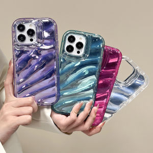 เคสโทรศัพท์ใสลายคลื่นน้ำสำหรับ iPhone 11 13 14 12 15 Pro 13 Pro Max 6 7 8 Plus XR X XS SE เคสโทรศัพท์ใสซิลิโคน TPU นุ่มบางเฉียบเรียบง่าย กันกระแทก
