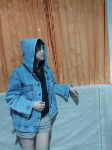 Jaket Wanita Terbaru Korea Jeans. Jaket Jeans Hodie Oversize Model Korea Terbaru Dengan Tali