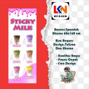 spanduk banner STICKY MILK pink custome a