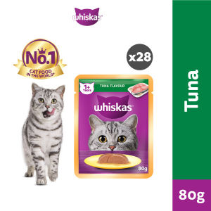 WHISKAS Adult Wet Cat Food Pouch Tuna Flavor 80g (28-Pack)