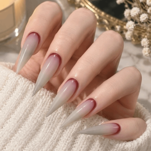 KODUS Gothic Halloween False Nails Long Pointed Wearable Nail Tips Set Durable Gradient Blood Stained Fake Nail Party