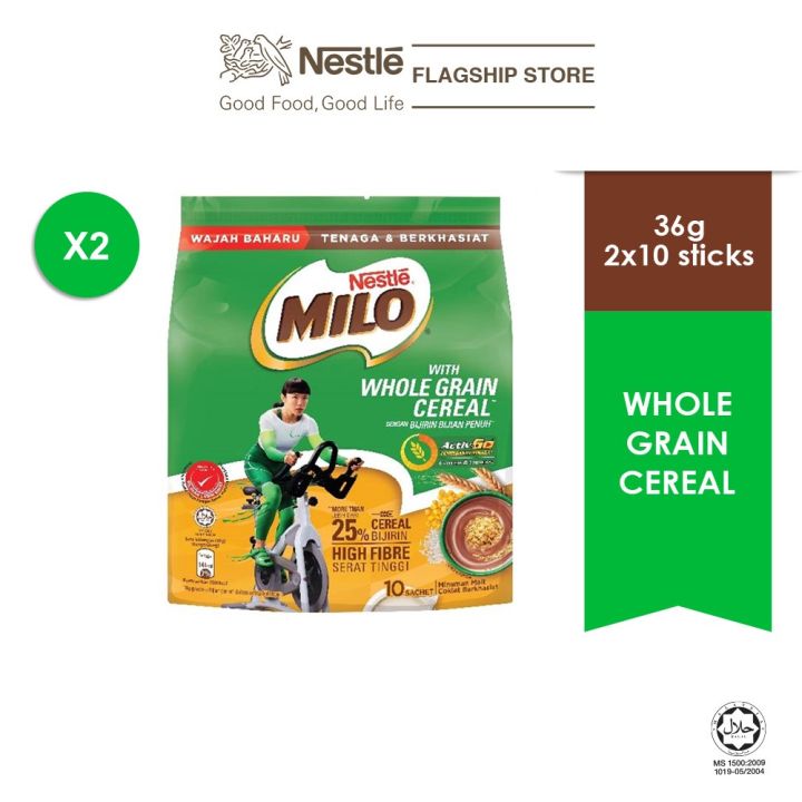 MILO® with Whole Grain Cereal 10 sticks (36g) Bundle of 2 | Lazada