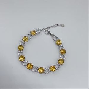 Citrine Bracelet High Clarity S925 Silver Inlaid Color Gemstone Delicate Jewelry
