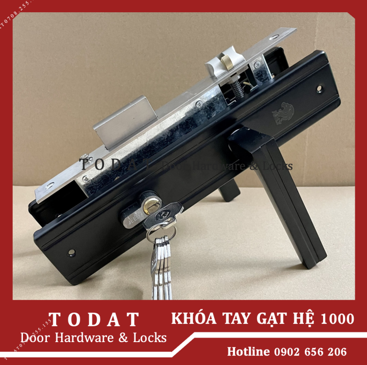 Khóa tay gạt cửa đi JEELY 26cm Màu ĐEN H712 hệ 1000 dùng cho cửa đố 4x8 ...