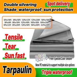 Makapal Thick Double Silver Lona Trapal Heavy Duty Waterproof 6x6M Outdoor Sunshade Tarpaulin Cover