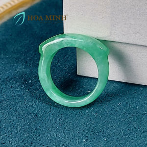 Nhẫn đá Cẩm Thạch kiểu yên ngựa may mắn cát tường size đường kính 17mm dày 5-6 li không kén mệnh | Hoa Minh Gem