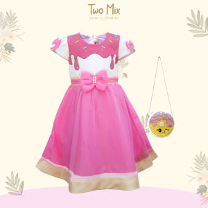 Dress Anak Anak Perempuan Cantik Bonus Gratis Tas Anak Cantik Bahan Kaos + Satin 4181