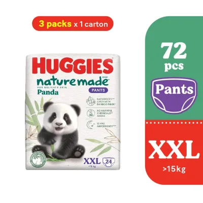 HUGGIES Naturemade Panda Pants Diapers XXL 24s (3 packs) - Super Premium Baby Diaper with Bamboo Fiber