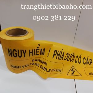 Băng cảnh báo Nguy hiểm! phía dưới có ngầm điện lực màu vàng đen 15cm*100m