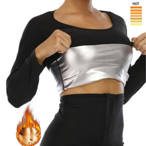 Sweat Sauna Shirt Heat Trapping Body Shaper for Women Tight Windbreaker Undershirt Workout Sportswear Windproof Polymere Trimmer