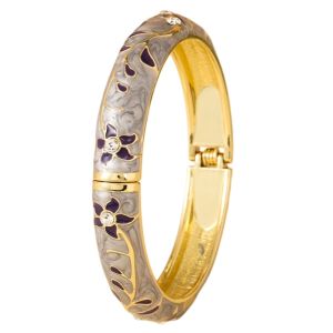 CUTE CLIP Enamel Floral Vintage Cloisonne Bangle Colorful Traditional Flower Crystal Bangle Elegant Chinese Womens Hand Bracelet Ladies