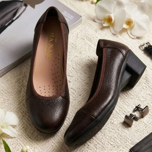 Giày búp bê nữ cao gót 5cm HA NAM da bò thật thời trang cao cấp GBBN2076