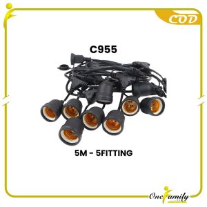ONE-C955 Kabel Fitting Lampu Gantung Outdoor 10 Meter 10 Fitting dengan Colokan / Fitting Lampu Hias