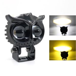 High Low Beam Dual Color White Yellow Super Bright 1PC Mini Owl Driving Switch Light Motorcycle Led