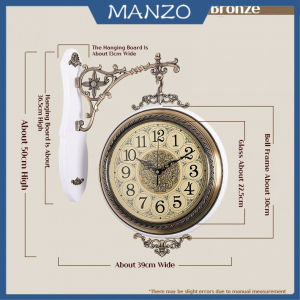 American Metal Double Sided Hanging Clock European Retro Living Room Two-Sided Silent Clock Creative Large Wall Clock Quartz ClockFast shipping