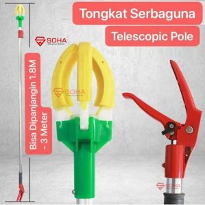 PCK-08 Alat Tongkat Pemetik Buah Serbaguna Tongkat Panen Petik Buah Jepit Barang Tongkat Ganti Lampu Bohlam 1.5 Meter / Ada Telescopic 1.8 Meter Sampai 3 Meter