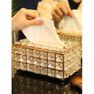 【SG Dliver】Europe style Luxury crystal tissue box  Paper Towel  Crystal Storage Box Living Room Tissuer Home Supplies