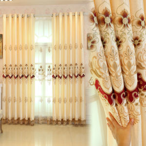 AnneyOneDecor European Style Embroidered Curtain Velvet Curtain Yellow Room Darkening Window Curtains for Living Room Luxury Curtain