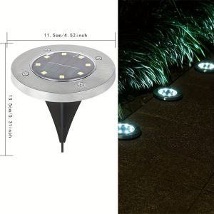 1pcs 8 LED Solar Ground Lights Outdoor Waterproof Solar Ground Light For Landscape Sidewalks Lawn Steps Decks Passageways Yards Stairs Fences Garden Decoration